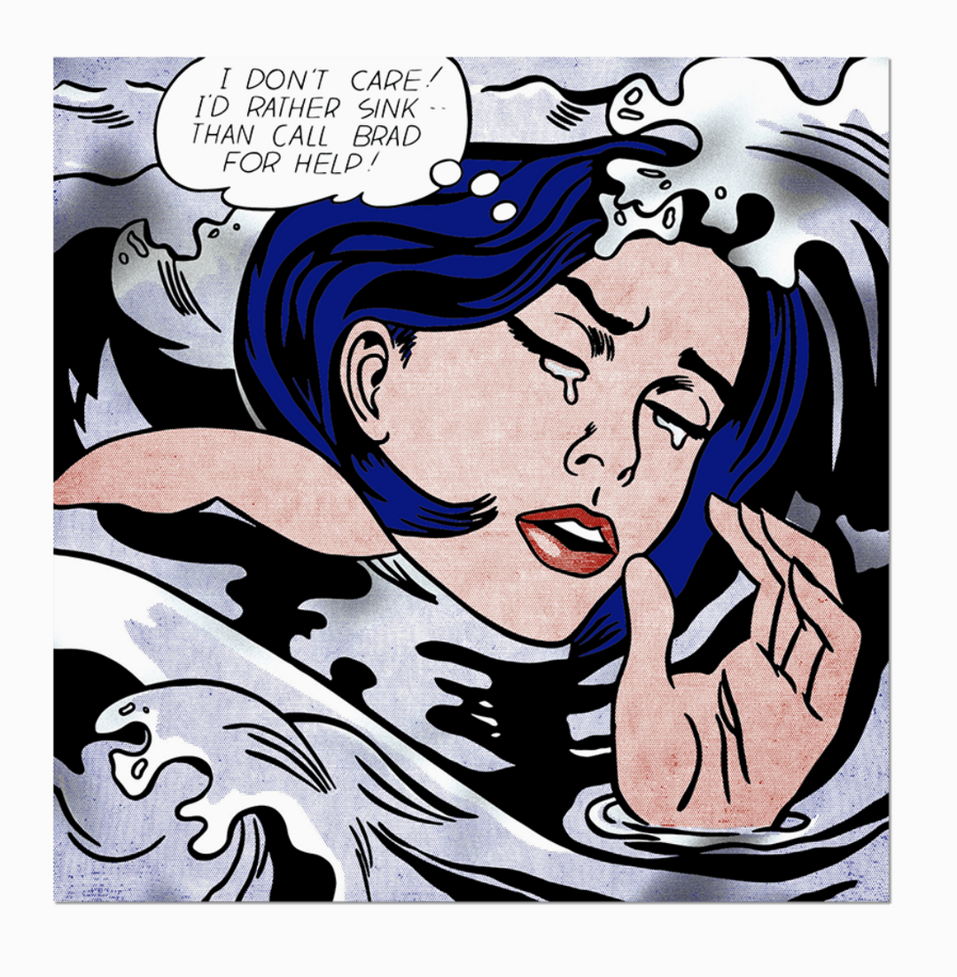 Lichtenstein Drowning Girl Die Cut Sticker