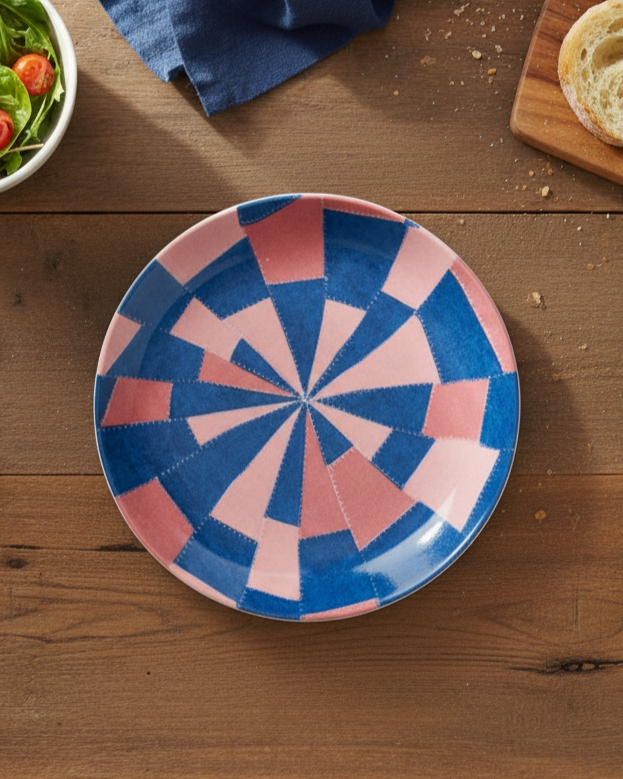 Louise Bourgeois, Pink and Blue Bone China Plate