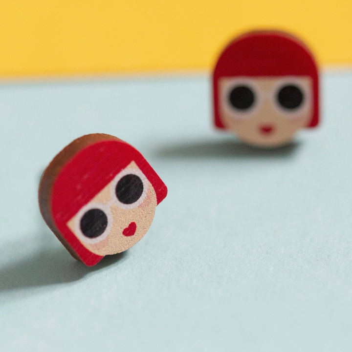 Yayoi Kusama Eco Friendly Wooden Stud Earrings
