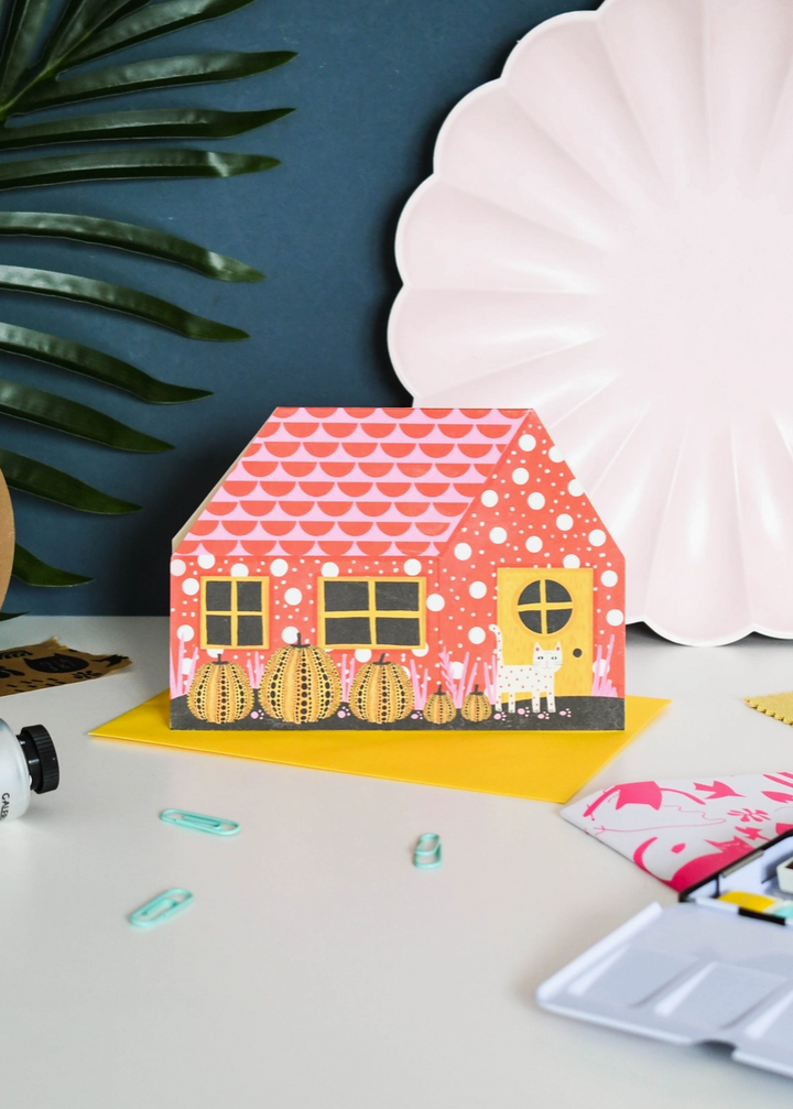 Yayoi Catsama Cut Out House Card