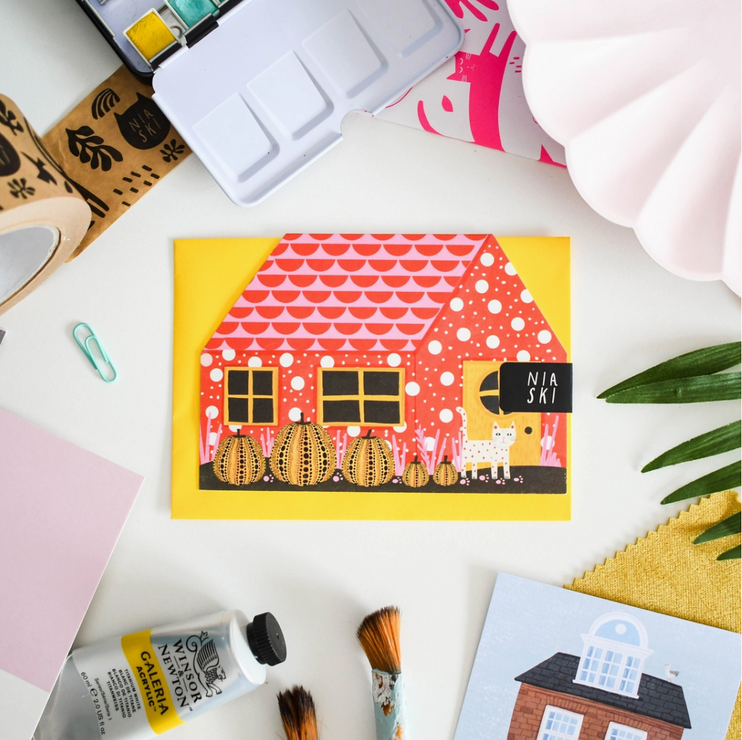 Yayoi Catsama Cut Out House Card