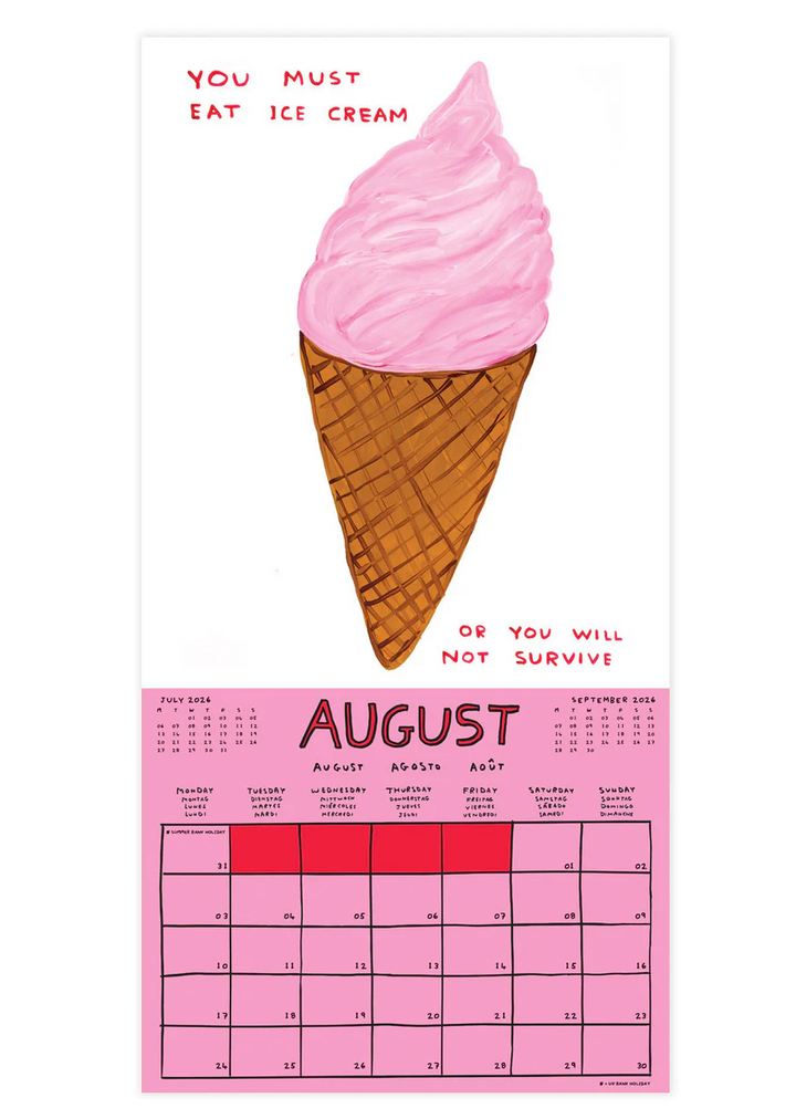 David Shrigley Official 2026 Wall Calendar