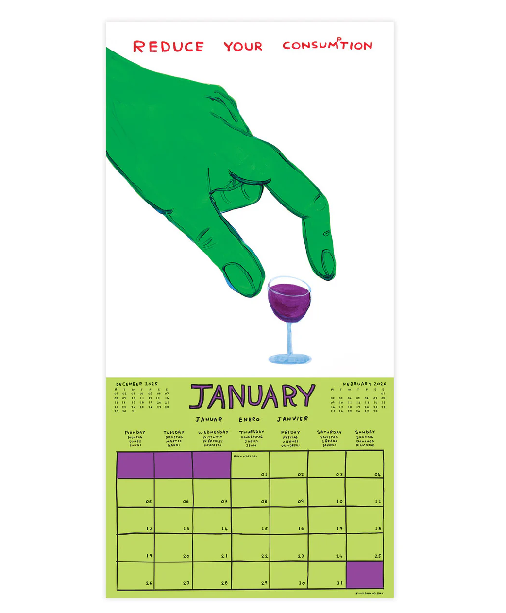 David Shrigley Official 2026 Wall Calendar