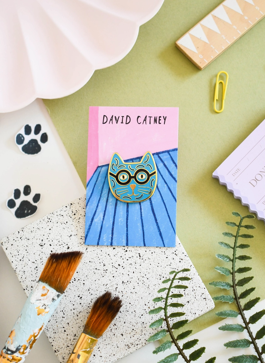 David Catney Cat Artist Pin