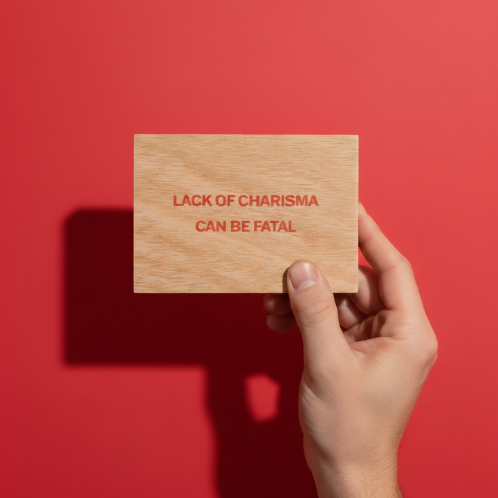 Jenny Holzer - Lack of Charisma wooden postcard